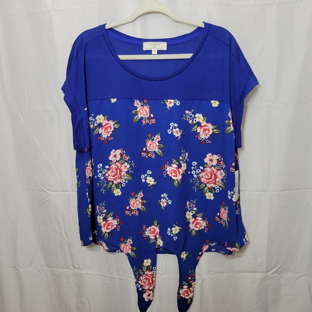 🆕️ No Comment Woman’s Floral Blouse Top Shirt Island Vacation sz 1X